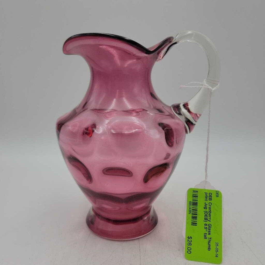 Cranberry Glass Thumb print Jug (DEB)
