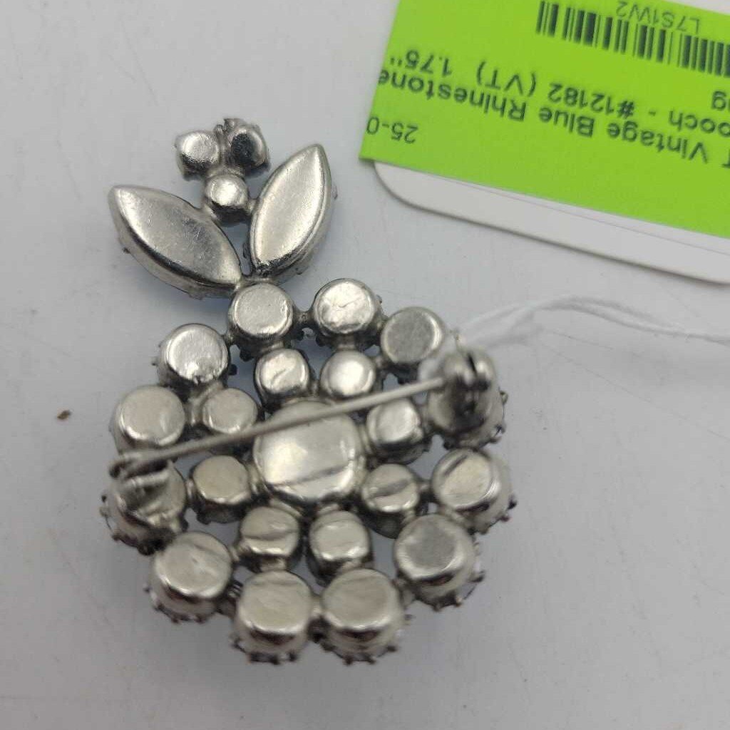 Vintage Blue Rhinestone Brooch - #12182 (VT)