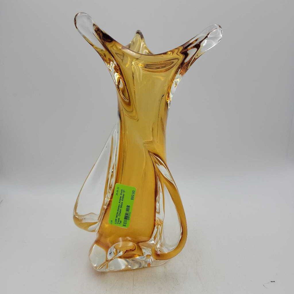 MCM-Honey Amber Swirl Vase- Chalet Glass (LOR)