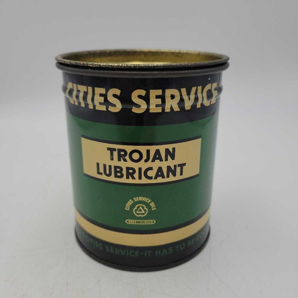 City Service Trojan Lubricant Near Mint 1 Lb Tin (DR)