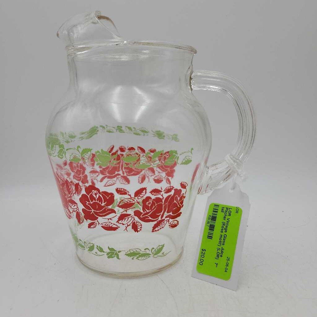 Vintage Glass Juice Pitcher (Rose motif) (LOR)