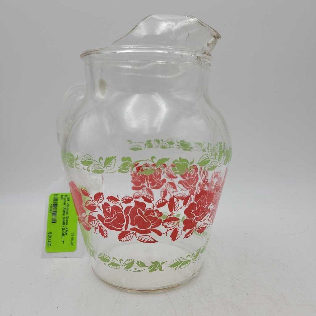 Vintage Glass Juice Pitcher (Rose motif) (LOR)