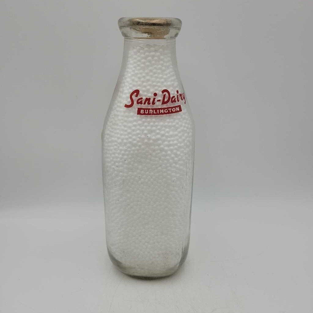 Sani-dairy Quart Burlington milk bottle (JAS)