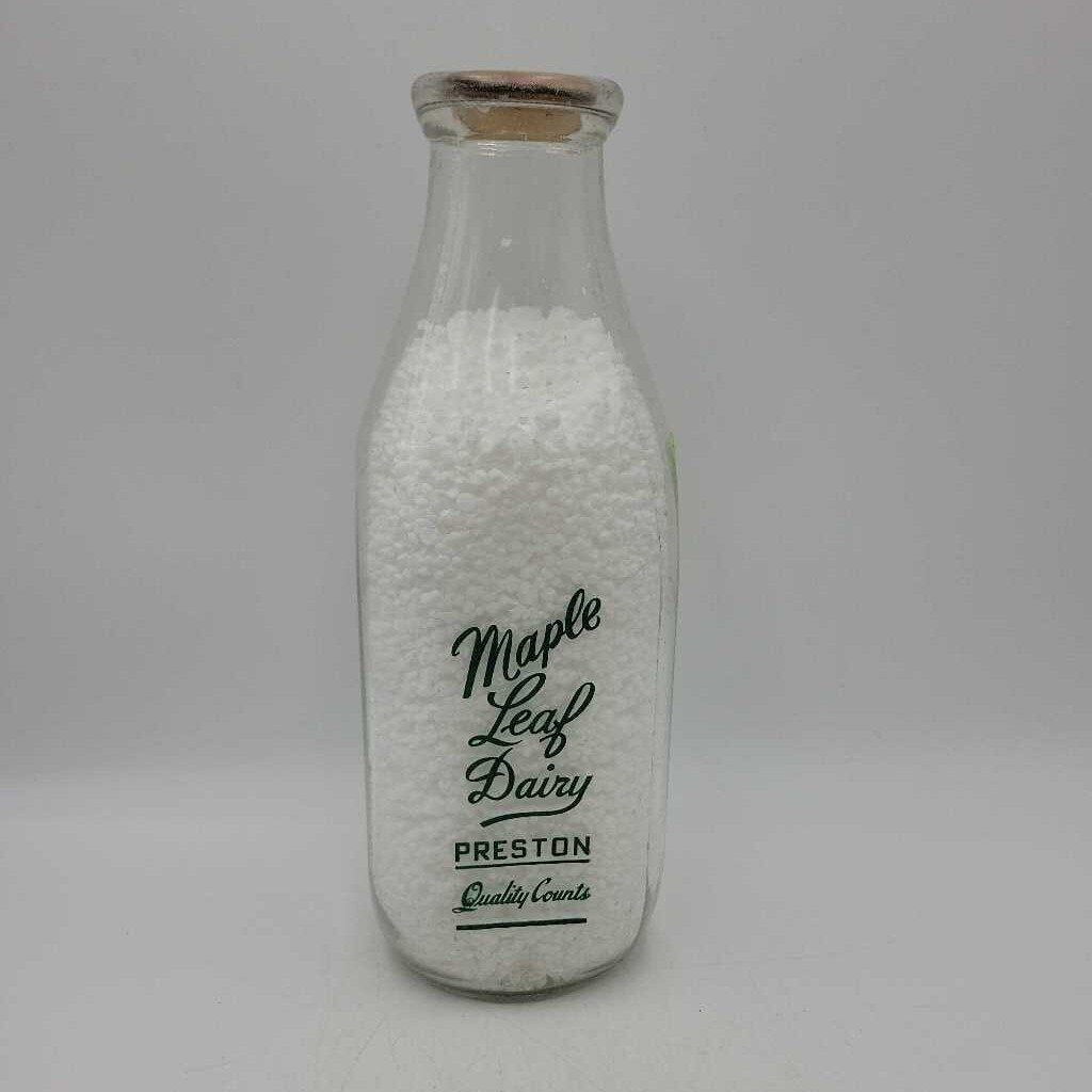 Maple Leaf Dairy Quart Preston milk bottle (JAS)