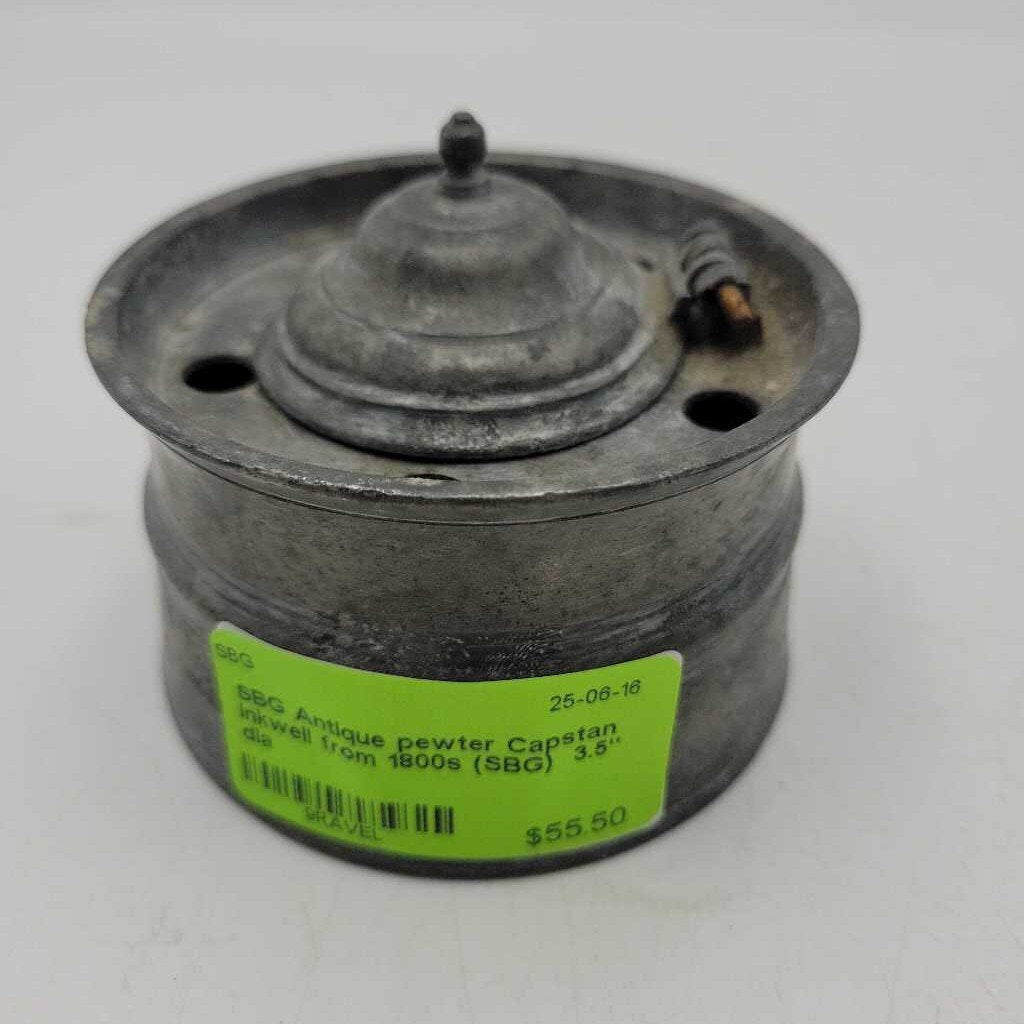 Antique pewter Capstan inkwell from 1800s (SBG)