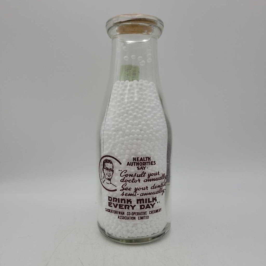 Co- Op Dairy Creamery Milk Bottle Pint Saskatchewan (YVO) 506