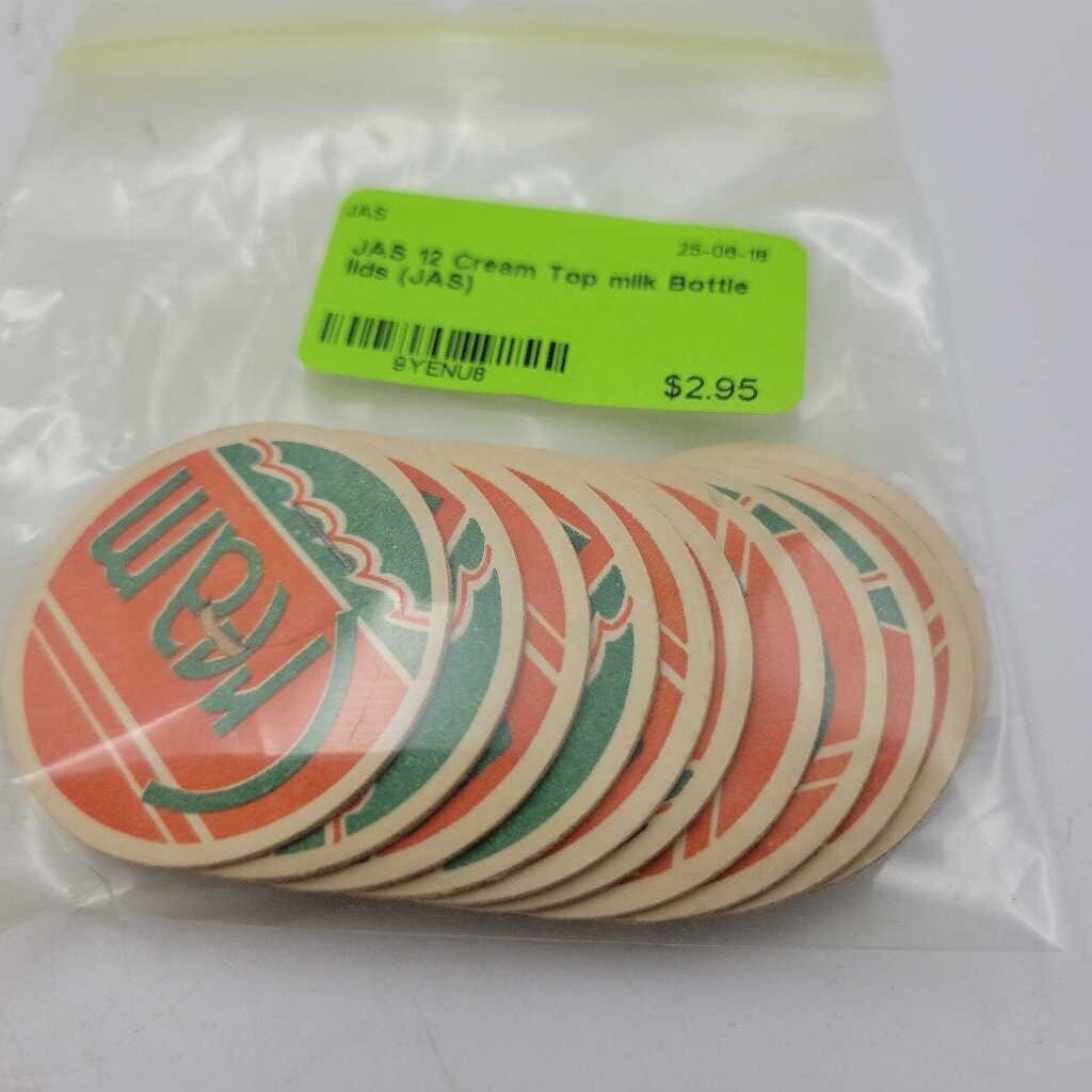 12 Cream Top milk Bottle lids (JAS)