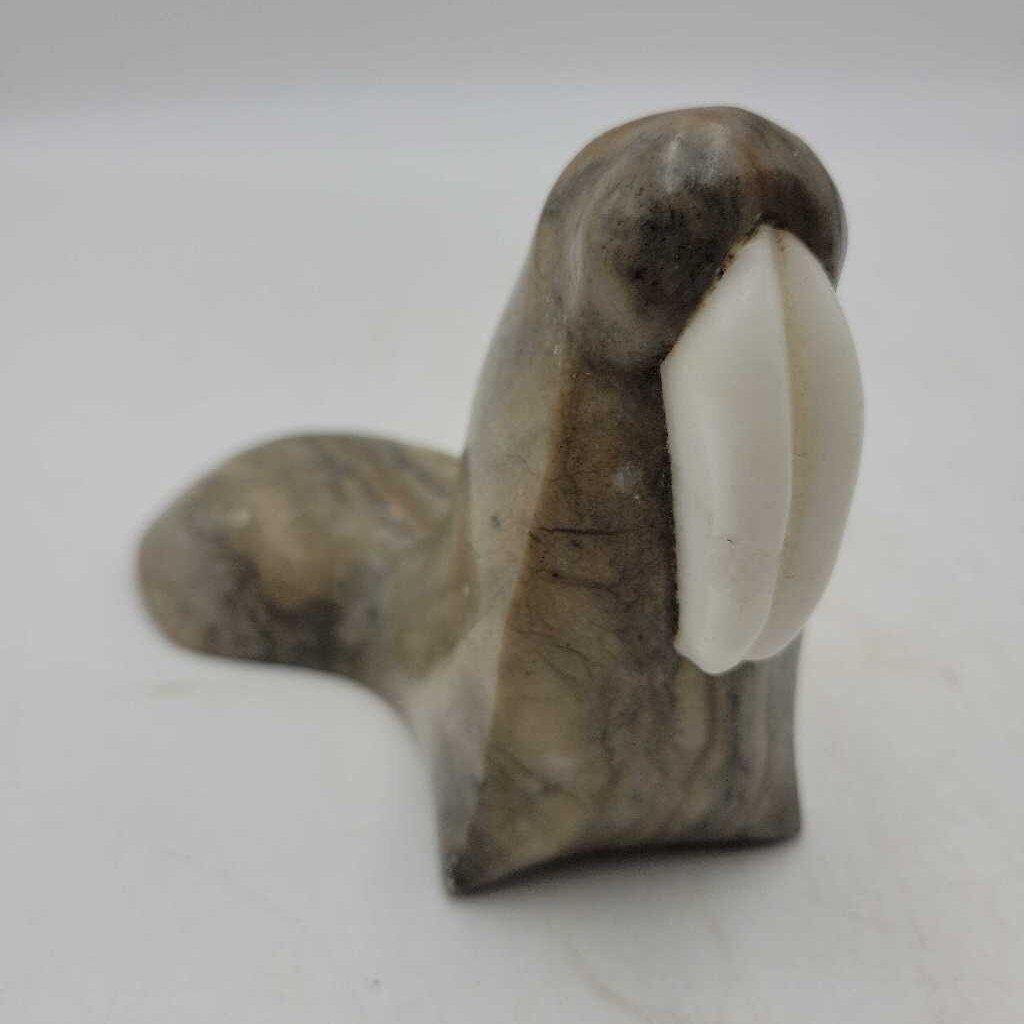Unsigned Soapstone Walrus Carving (JL)