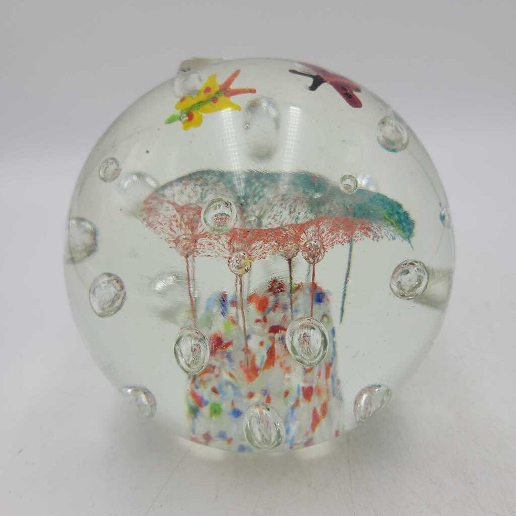 Large Double Flowered Glass Paperweight (JL)