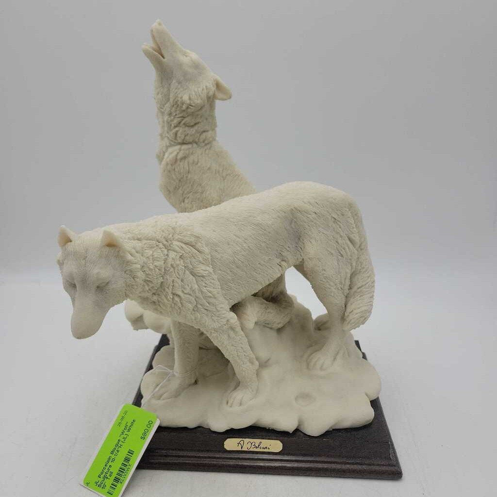 Porcelain Bisque "Wolf" Sculpture 10-1/4"H (JL)