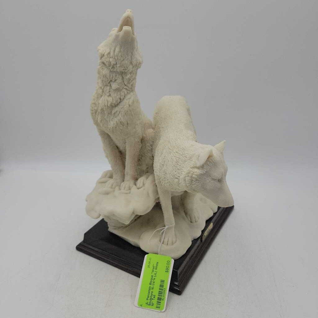 Porcelain Bisque "Wolf" Sculpture 10-1/4"H (JL)