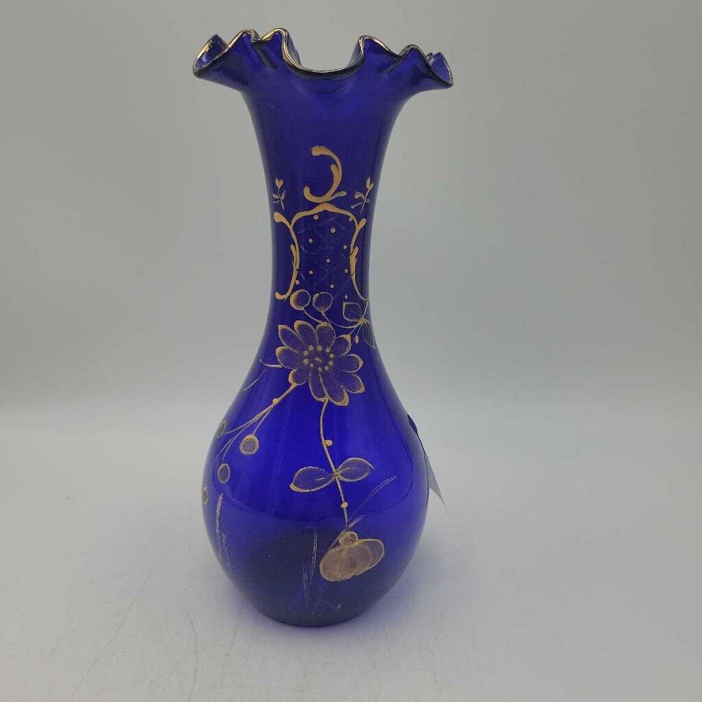 Cobalt Blue Vase Hand Painted (JAS)