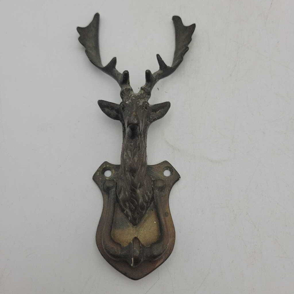 Old Brass Door Knocker Stag Buck (DR)