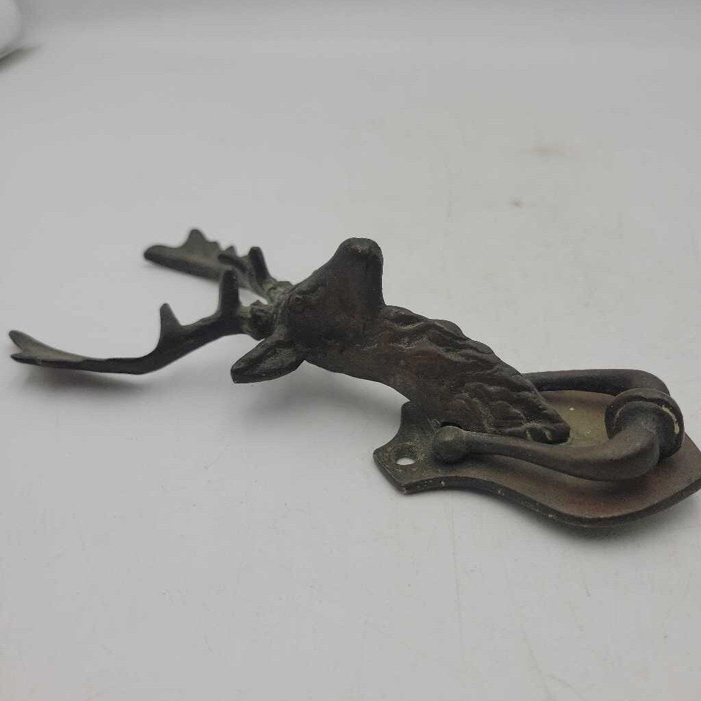 Old Brass Door Knocker Stag Buck (DR)