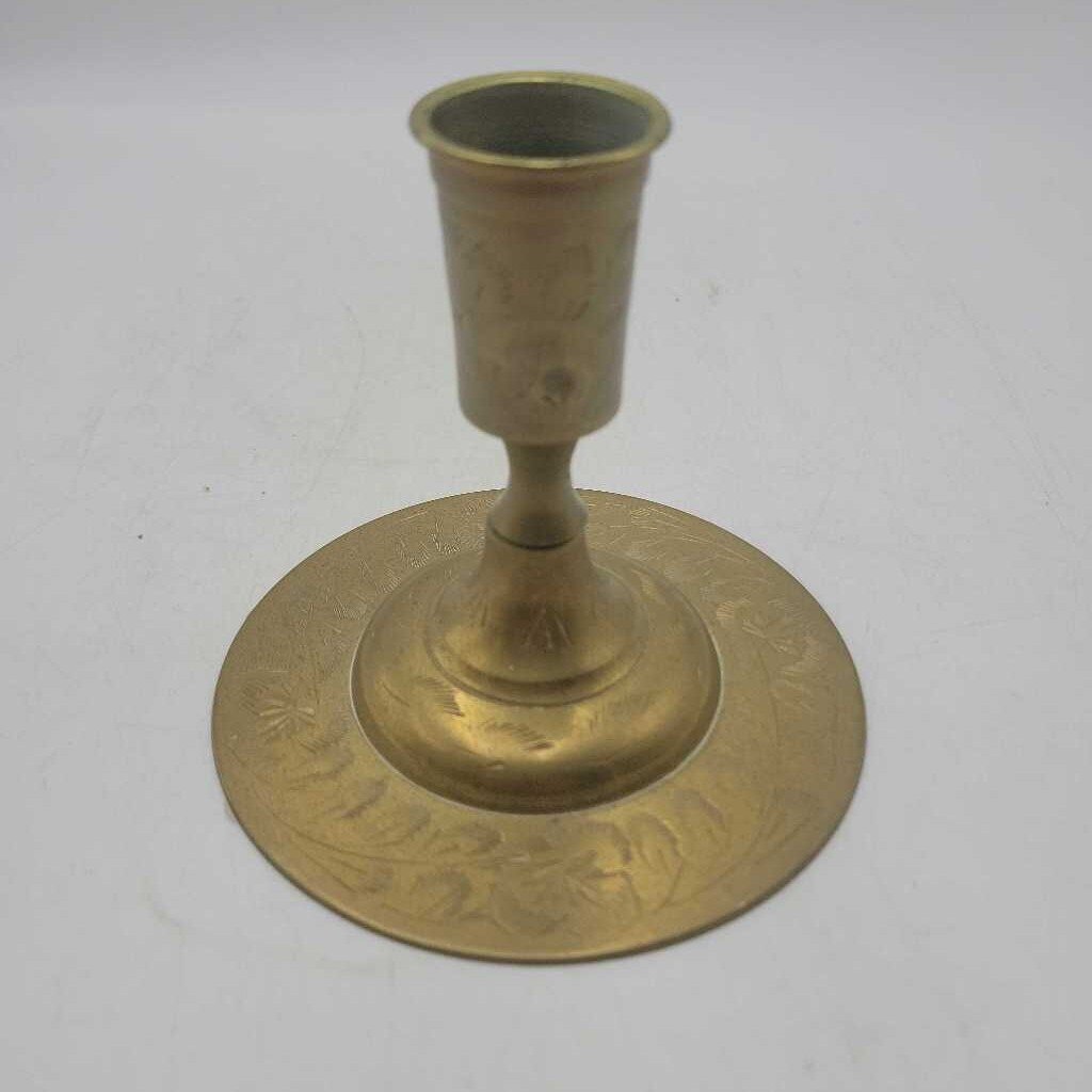 4" Etched Brass Candlestick (0660)