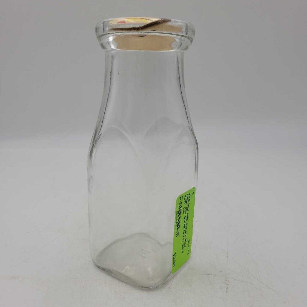 Half Pint Square Plain Clear Milk Bottle (JAS)