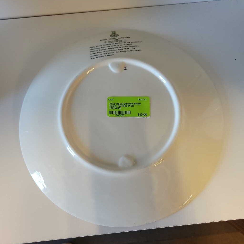 Royal Doulton Biddy Penny Farthing Plate HN(HAUS)
