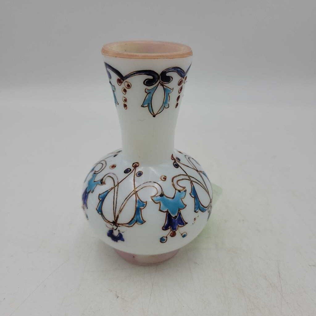 Milk Glass Vase Hand Painted (LIND) N072