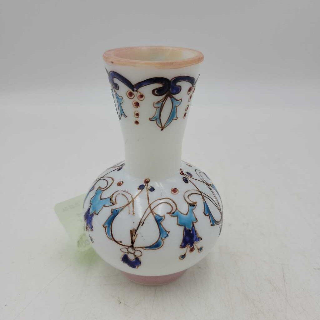 Milk Glass Vase Hand Painted (LIND) N072