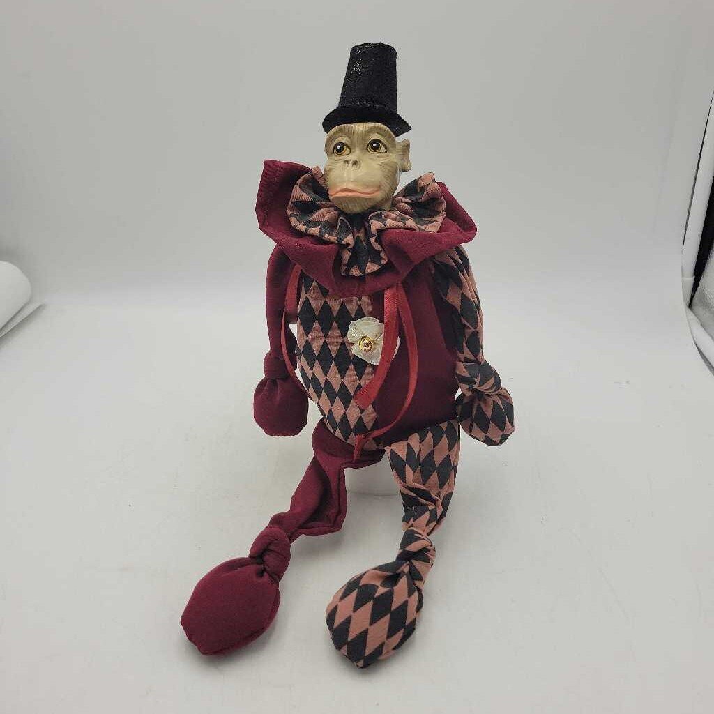 Wayne Kleski Monkey with Tag. Fabric Body, Resin Head (TWS)