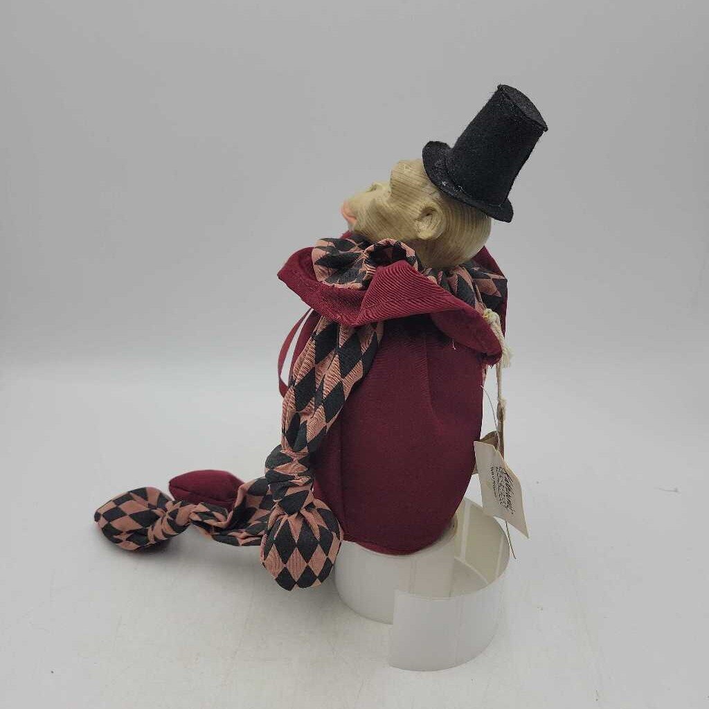 Wayne Kleski Monkey with Tag. Fabric Body, Resin Head (TWS)