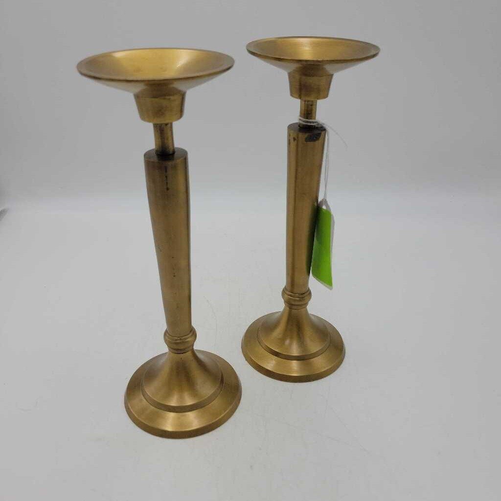 Set of 2 Brass Candle Holders 8"t (RHA)