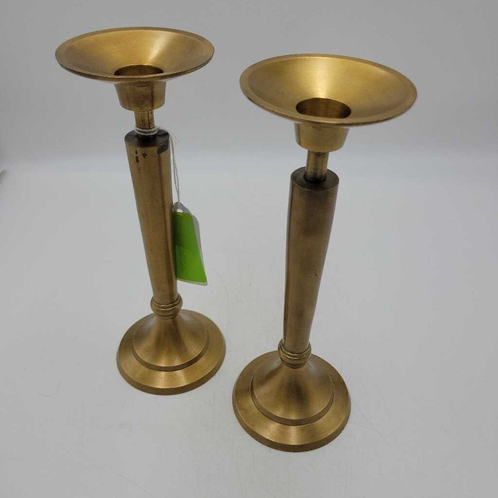 Set of 2 Brass Candle Holders 8"t (RHA)