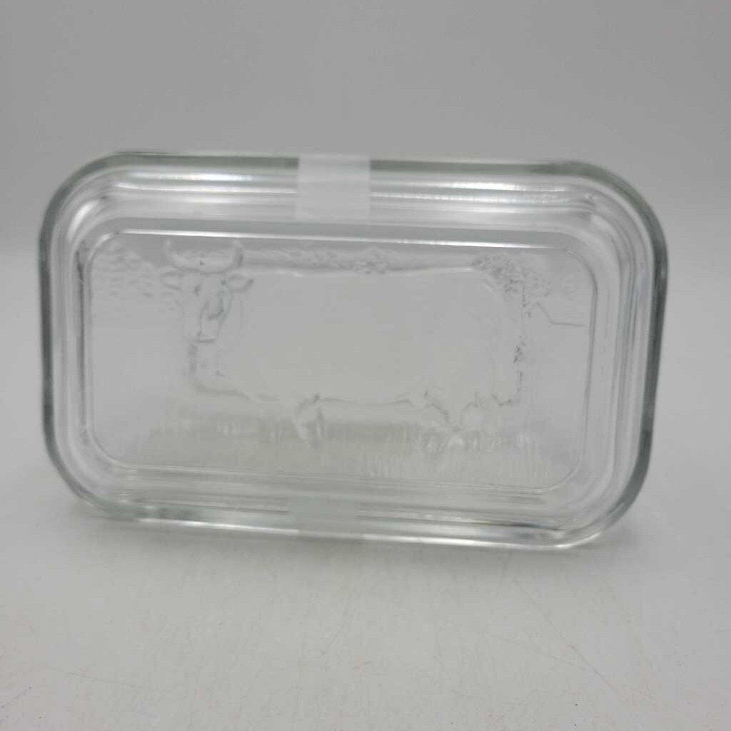 Arcoroc Clear Glass Cow Theme Butter Dish (1059)
