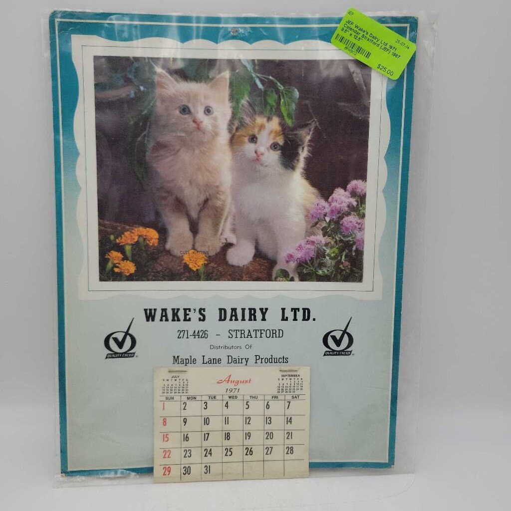 Wake's Dairy Ltd 1971 Calendar Stratford (JEF) 1967