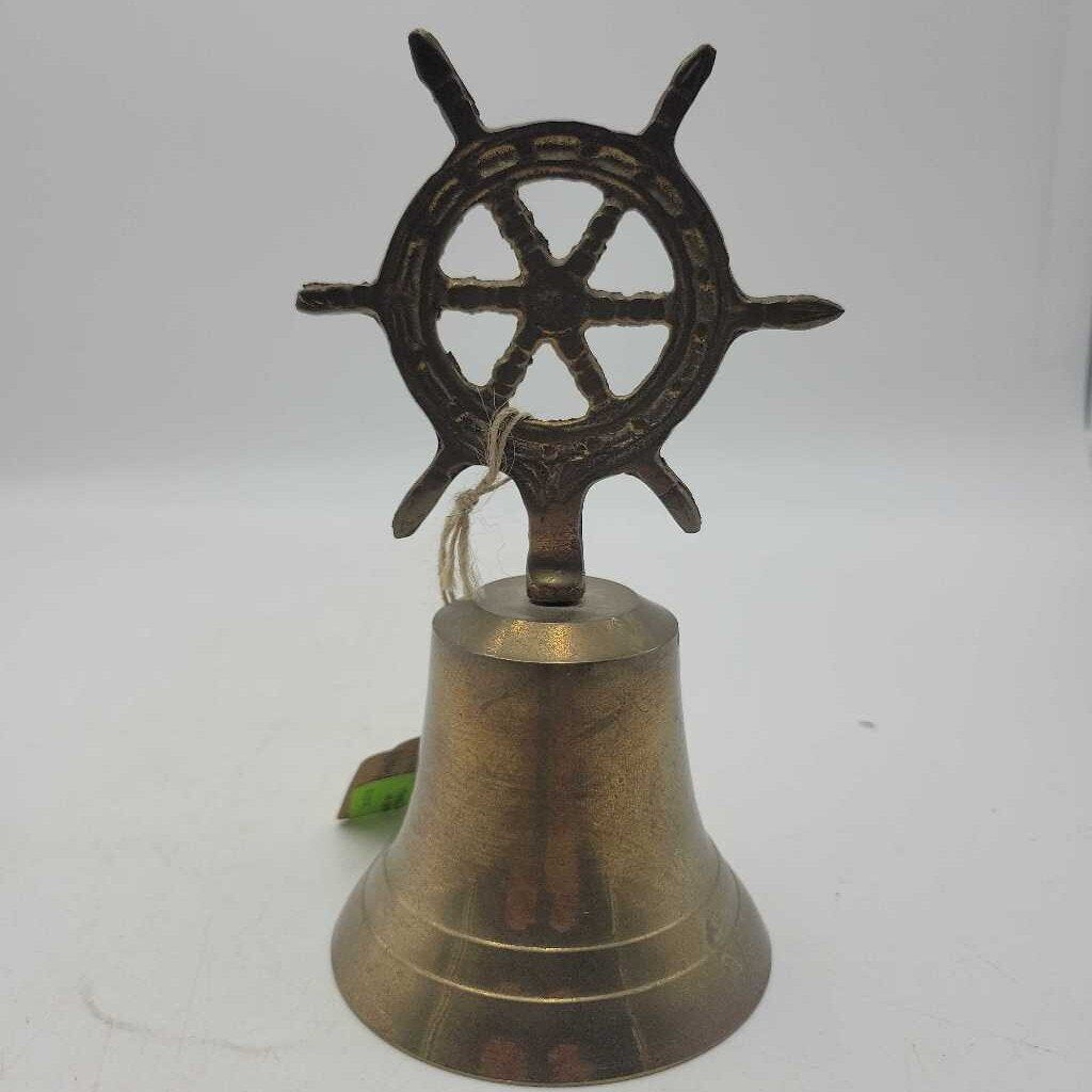 Vintage Brass Bell w/ Ship's Wheel "Handle"(SAL)