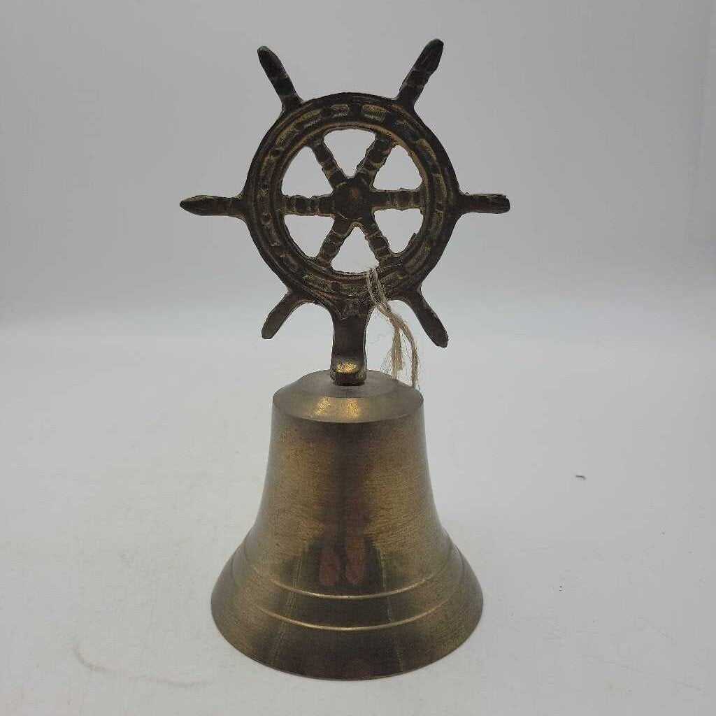 Vintage Brass Bell w/ Ship's Wheel "Handle"(SAL)