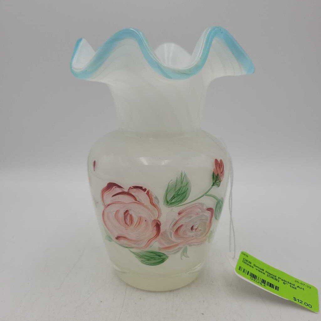 Small Hand Painted Art Glass vase (DEB)