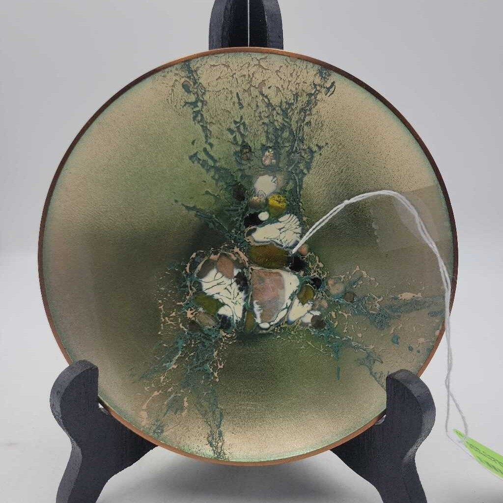 Copper Dish Enamelled Finished Signed (DEB)