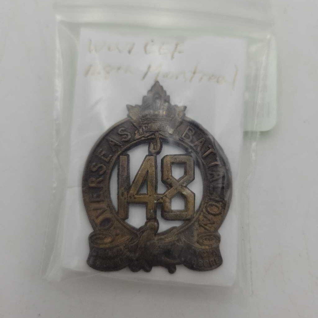 WW1 CEF 148 Montreal Cap Badge (JL) war memorabilia
