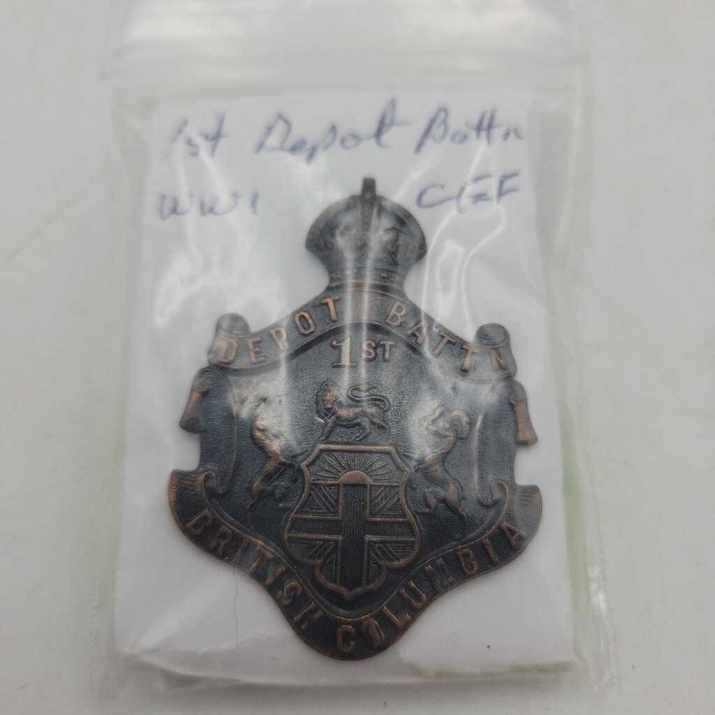 WW1 CEF 1st Depot Bat. Cap Badge (JL) war memorabilia
