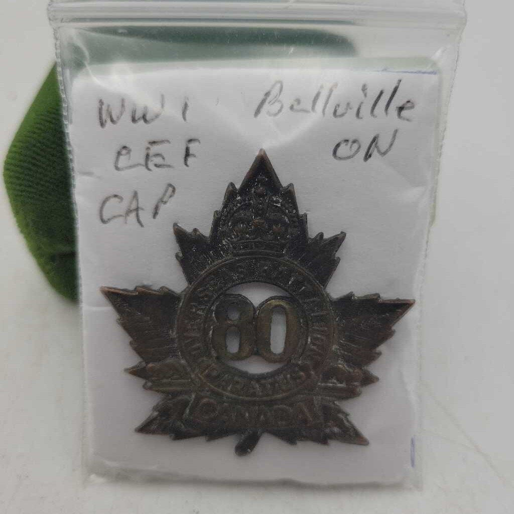 WW1 CEF 80 Belleville Cap Badge (JL) war memorabilia