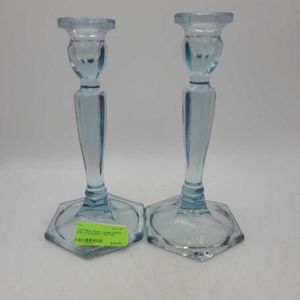 Blue Glass Candle Sticks (PR) (YVO) (507)