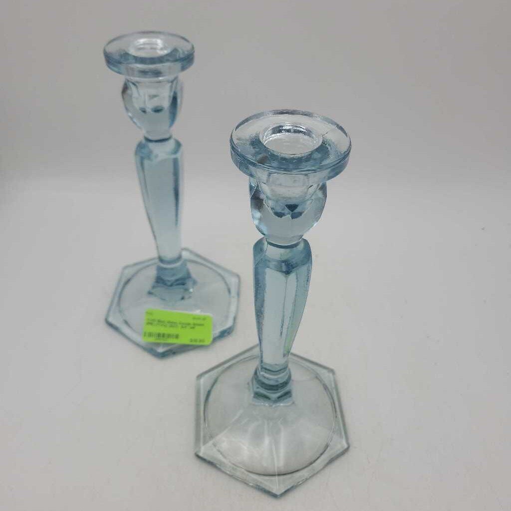 Blue Glass Candle Sticks (PR) (YVO) (507)
