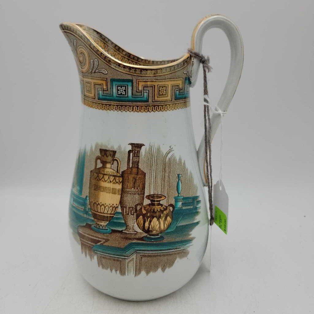 Antique Etruscan Transferware Ironstone Pitcher 19th Century SCSW0374