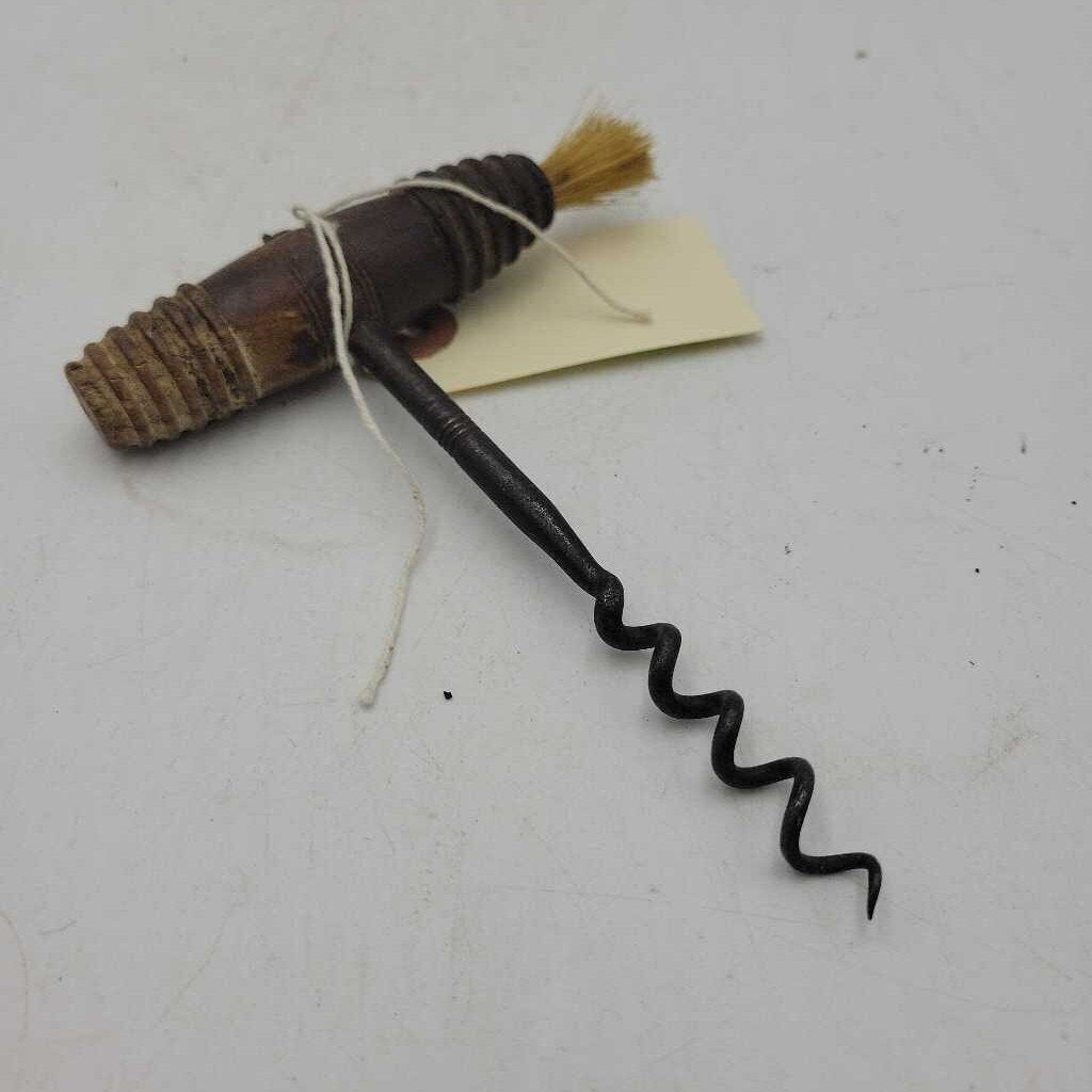 Antique Victorian corkscrew Bottle opener with brush (YVO) 805