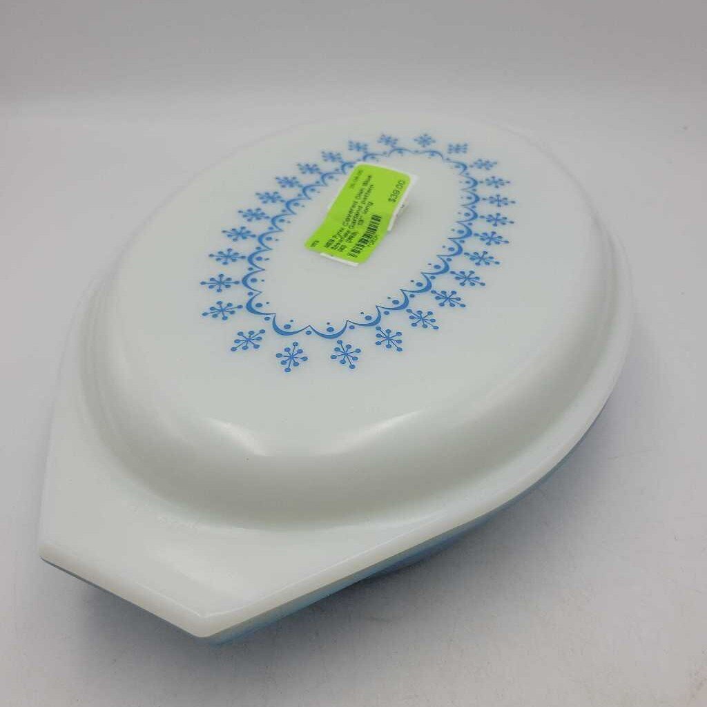 Pyrex Covered Dish Blue Snowflake Garland pattern 063 (MEB) TG