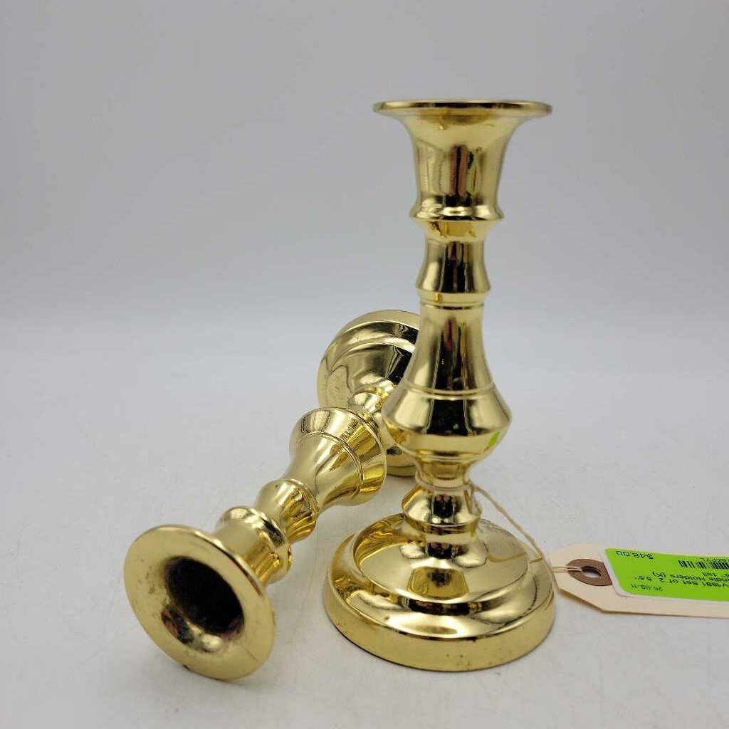 WDV1881 Set of 2 5.5" Brass Candle Holders {K}
