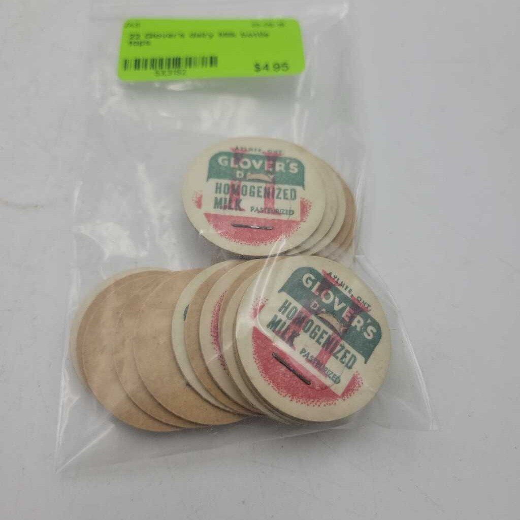 22 Glover's dairy Milk bottle tops