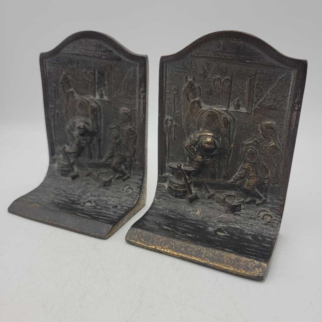 Bookends " the Village Blacksmith-Bronze (LOR)