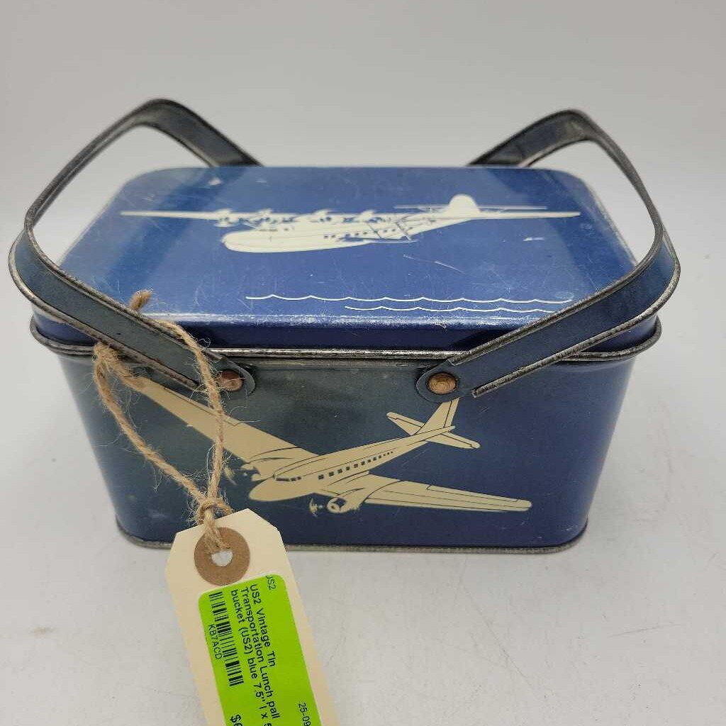 Vintage Tin Transportation Lunch pail bucket (US2)