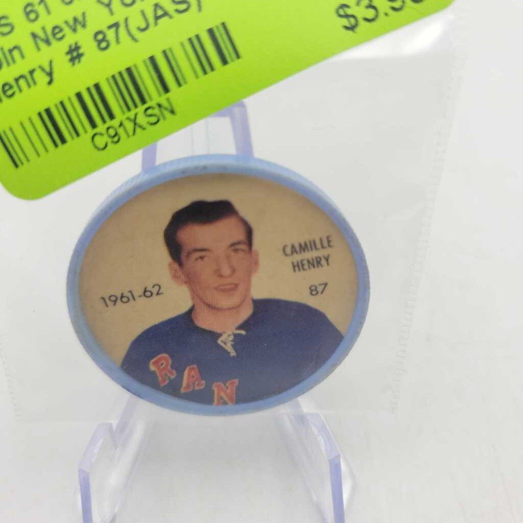 61 62 Shirriff Hockey coin New York Ranger Camille Henry # 87(JAS)