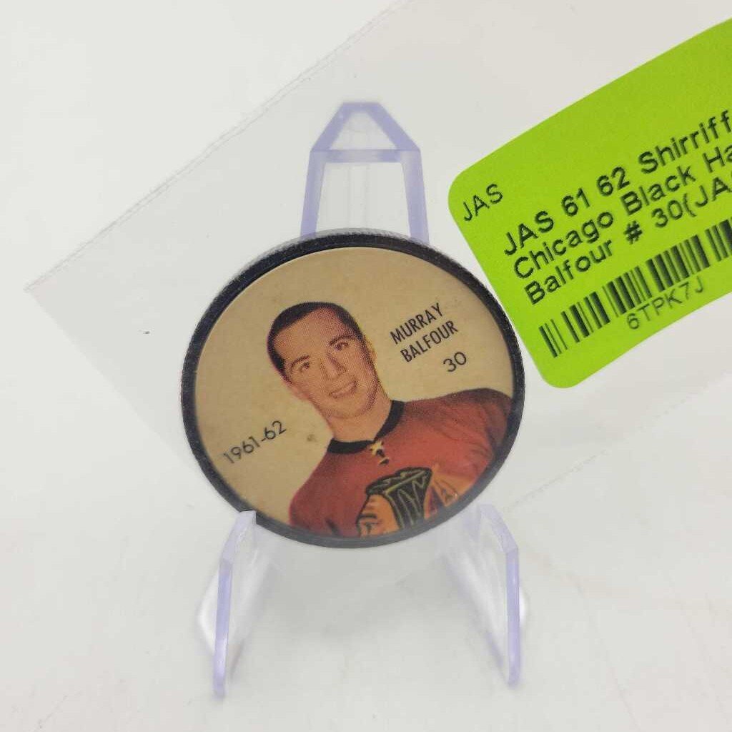 61 62 Shirriff Hockey Chicago Black Hawk Murray Balfour # 30(JAS)