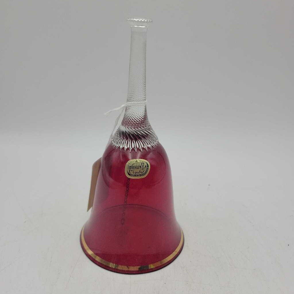 Vintage Bohemia Czechoslovak Cranberry glass bell (RHA)