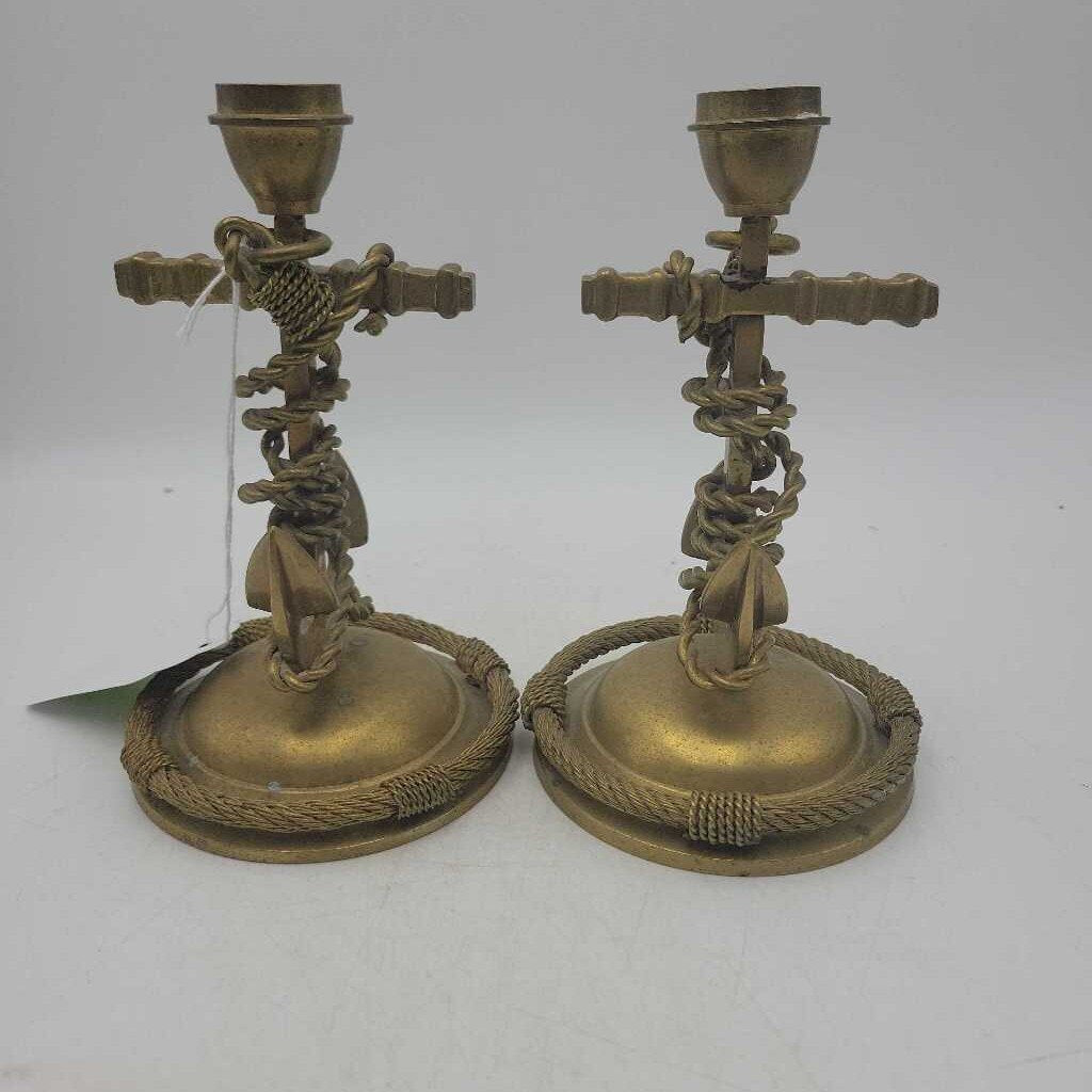 Brass Nautical Candle Holders (GEC)