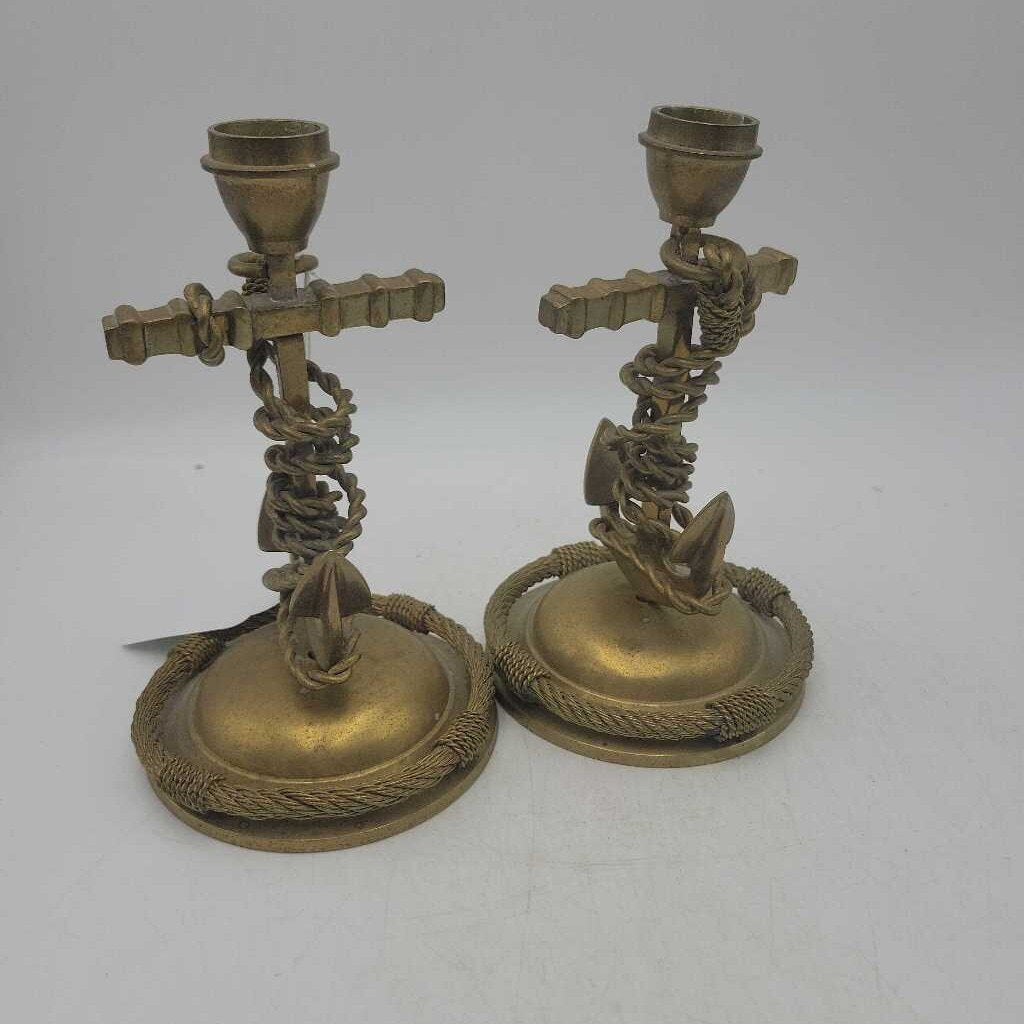 Brass Nautical Candle Holders (GEC)